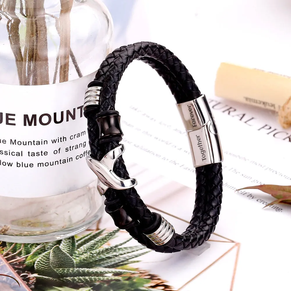 To My Grandson "LINKED BY THE HEART" Leather Braided Bracelet sold by SARAH'S WHISPER product image thumbnail 3