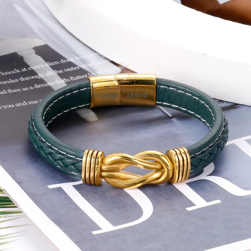 To My Grandson "Grandmother and Grandson Forever Linked Together" Leather Braided Bracelet sold by SARAH'S WHISPER