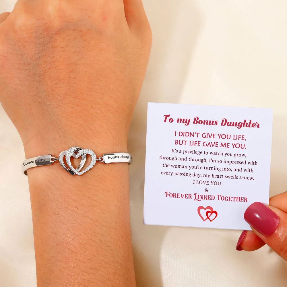 To My Bonus Daughter "Forever Linked Together" Double Heart Bracelet sold by SARAH'S WHISPER product image thumbnail 4
