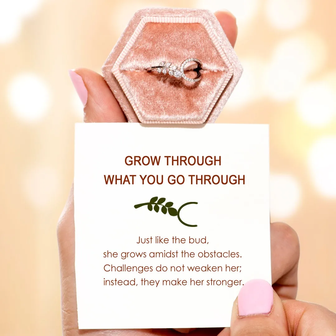 "Grow Through What You Go Through" Adjustable Leaf Ring sold by SARAH'S WHISPER product image thumbnail 2