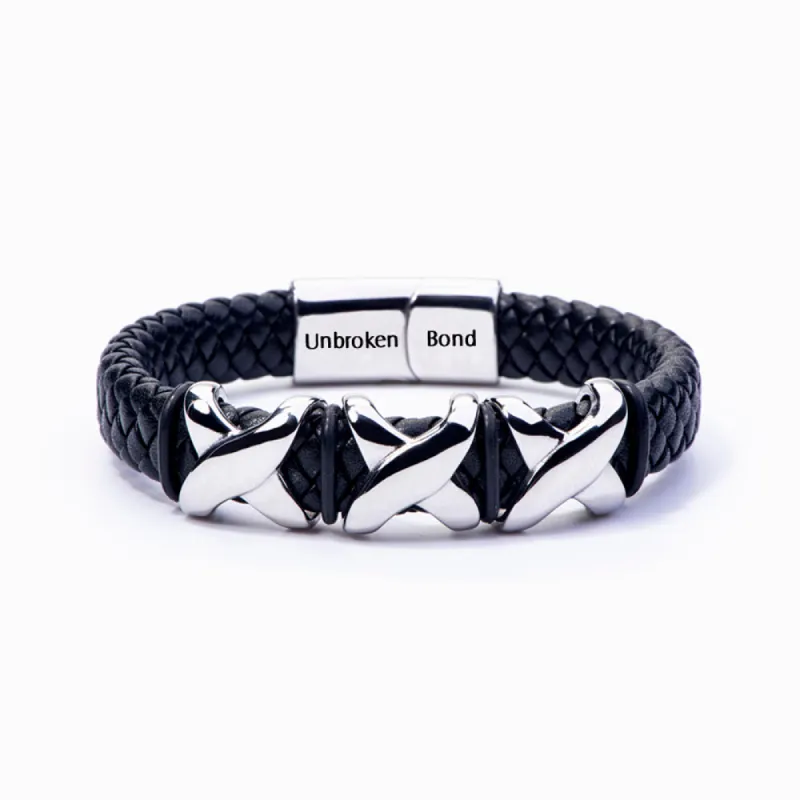 To My Grandson "A BOND THAT CAN'T BE BROKEN" Leather Braided Bracelet sold by SARAH'S WHISPER