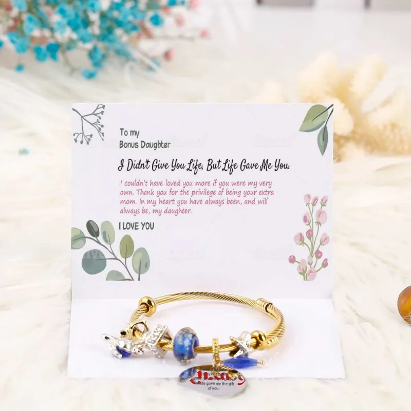 [Custom Name] To My Bonus Daughter "Bonus Daughter I may not have given you the gift of life. But life gave me the gift of you" Lucky Fox Bracelet [🦊 Bracelet +💌 Gift Card + 🎁 Gift Box + 💐 Gift Bouquet] sold by SARAH'S WHISPER