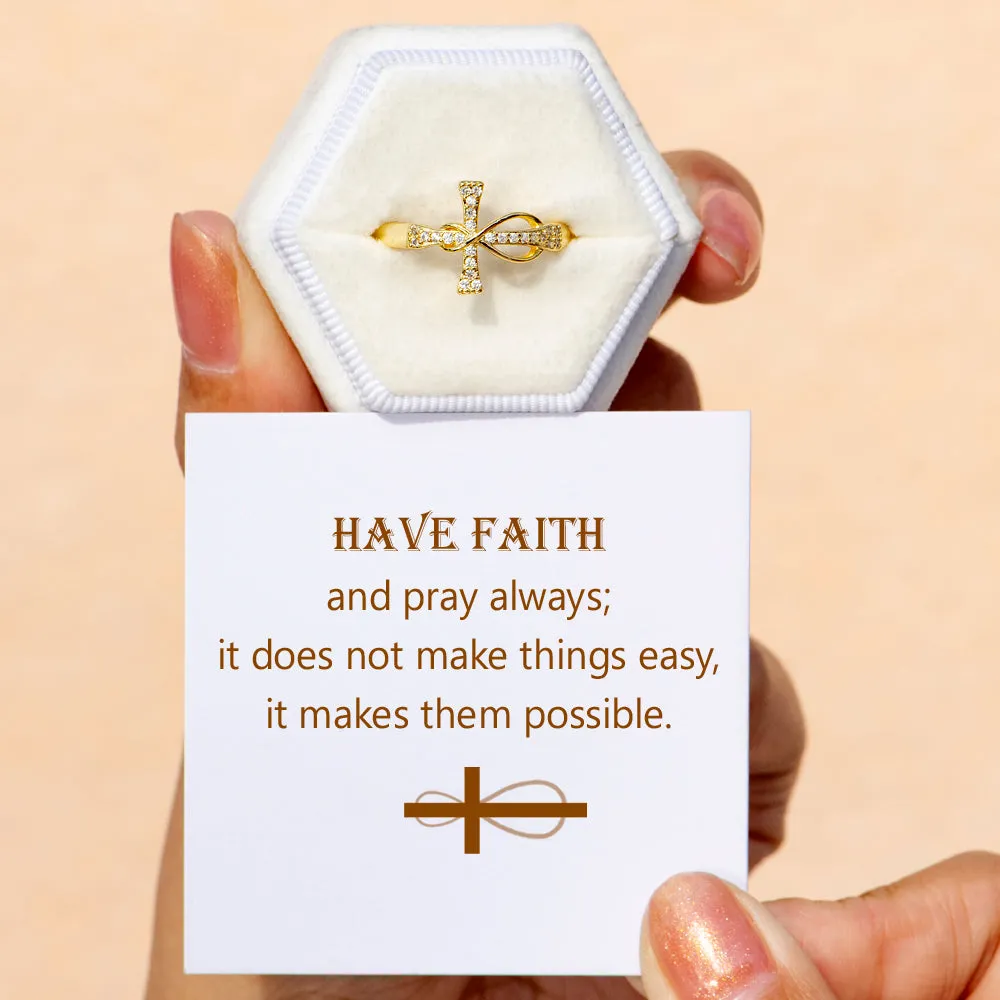 "Have faith and pray always" Cross Ring sold by SARAH'S WHISPER product image thumbnail 2