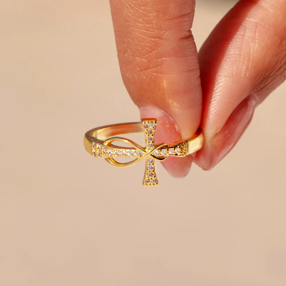 "Have faith and pray always" Cross Ring sold by SARAH'S WHISPER product image thumbnail 4