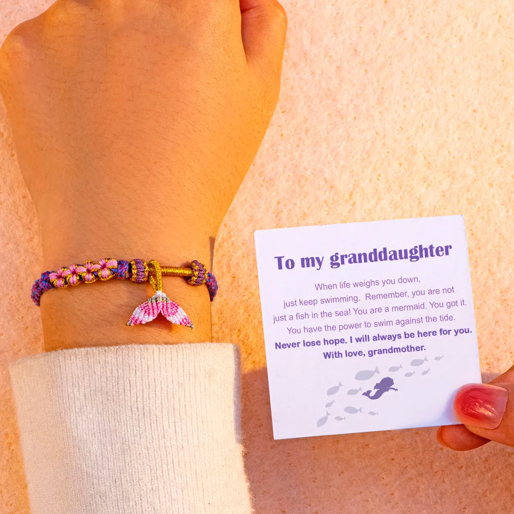 To My Granddaughter "You are a mermaid" Handmade Braided Bracelet sold by SARAH'S WHISPER product image thumbnail 5