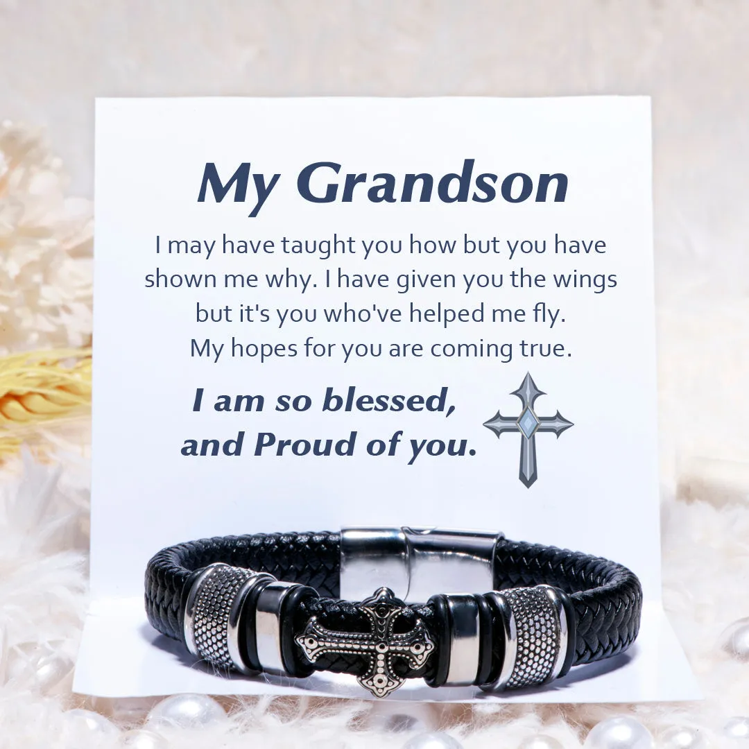 To My Grandson "Proud of you" Cross Bracelet sold by SARAH'S WHISPER product image thumbnail 2