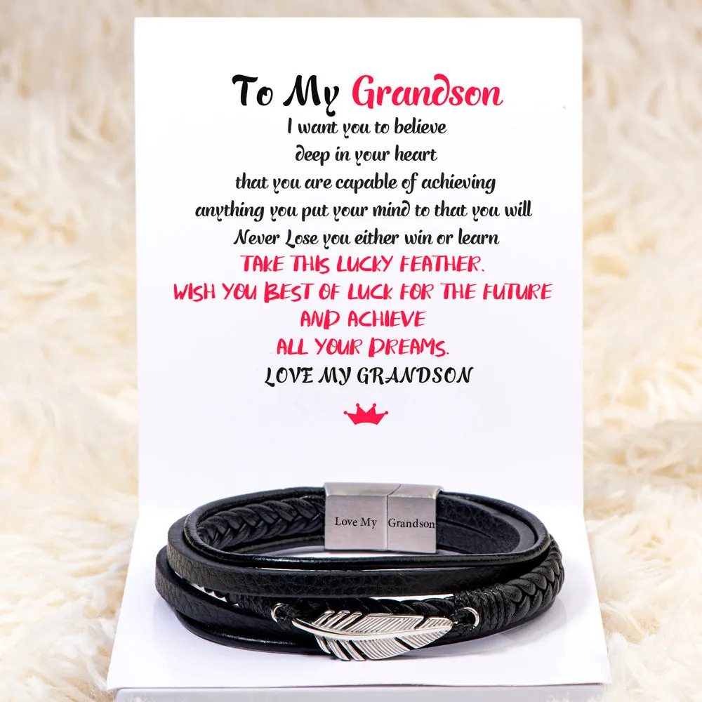 Feather Bracelet for Grandson – Lucky Feather Gift sold by SARAH'S WHISPER product image thumbnail 2