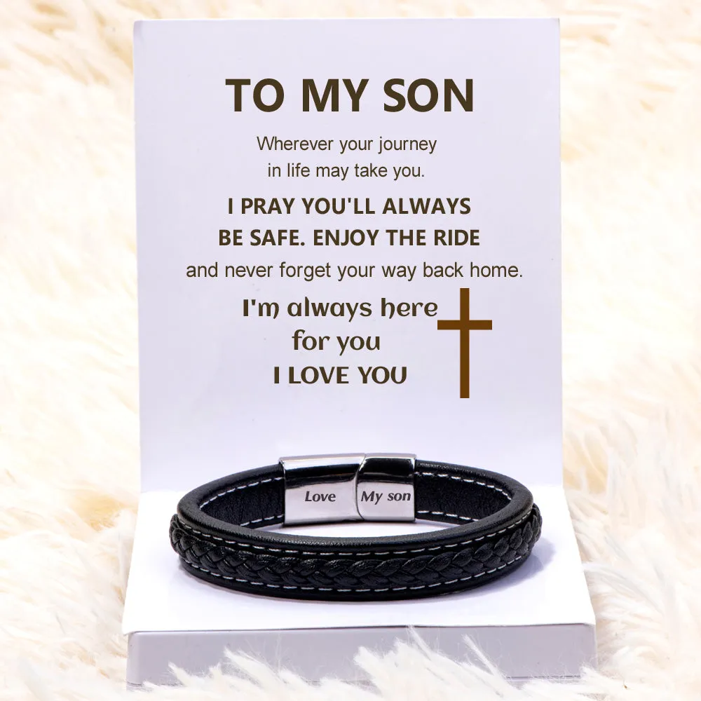 Leather Braided Bracelet for Son – Forever Love Gift sold by SARAH'S WHISPER product image thumbnail 2