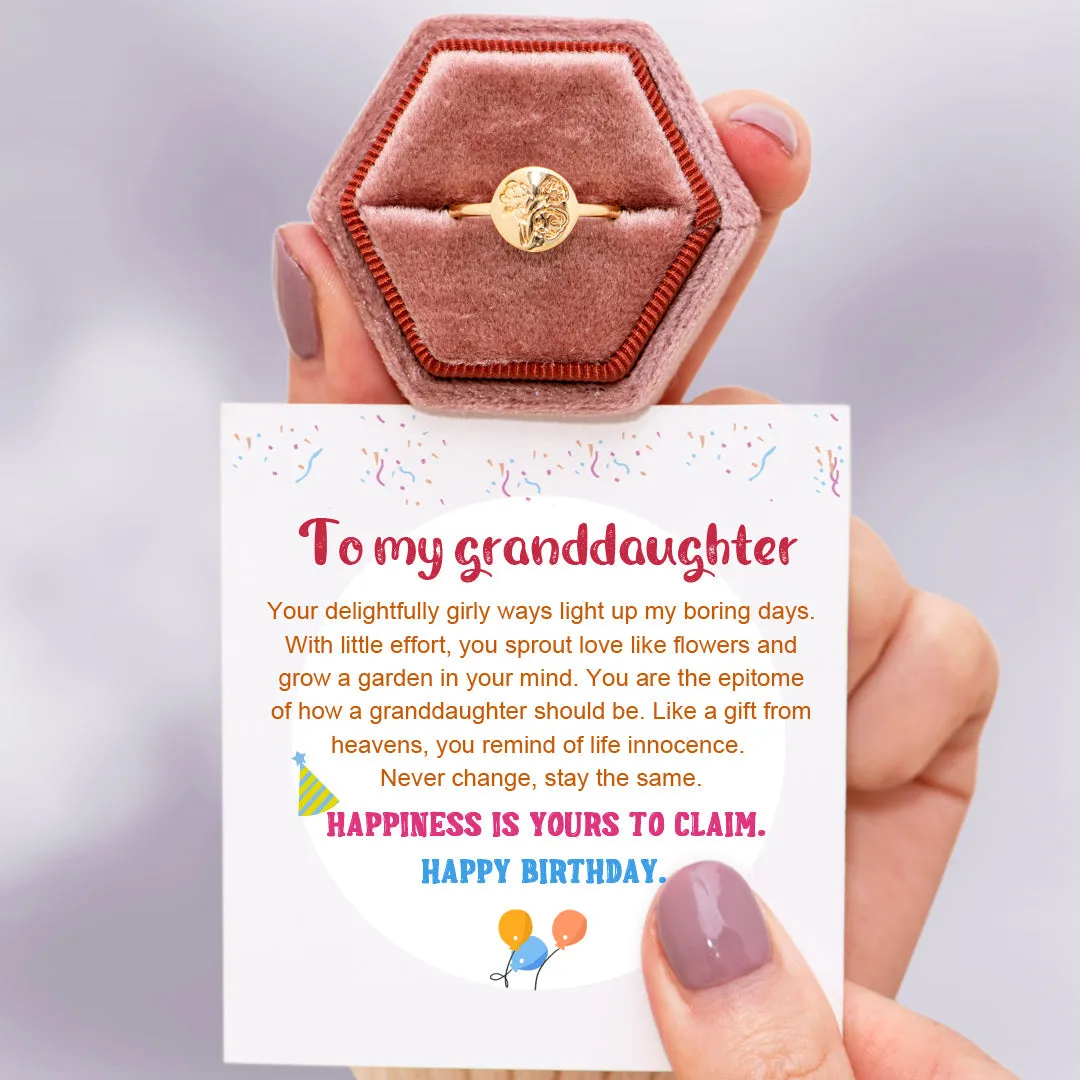 To My Granddaughter "Happiness is yours to claim" Flower Ring sold by SARAH'S WHISPER product image thumbnail 2