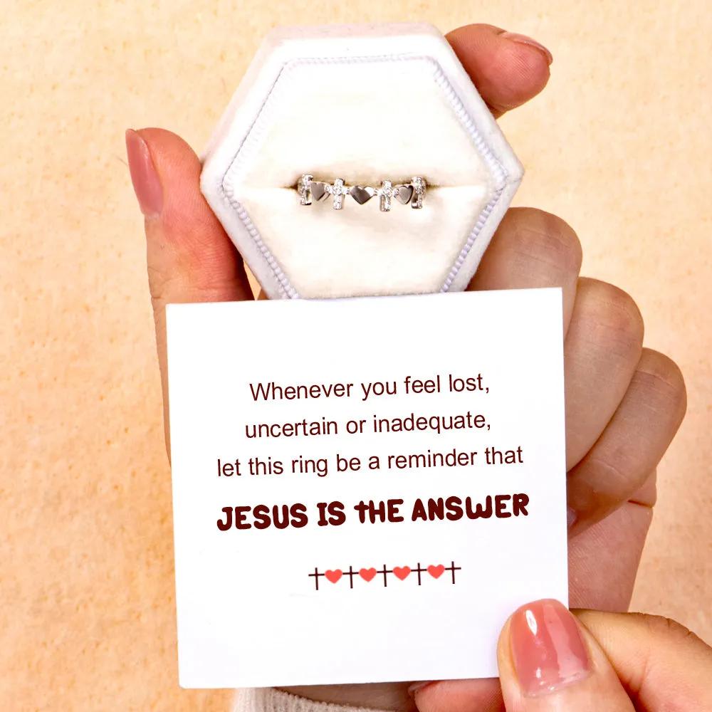 Prayer Ring – Jesus Is the Answer Cross Heart sold by SARAH'S WHISPER product image thumbnail 2
