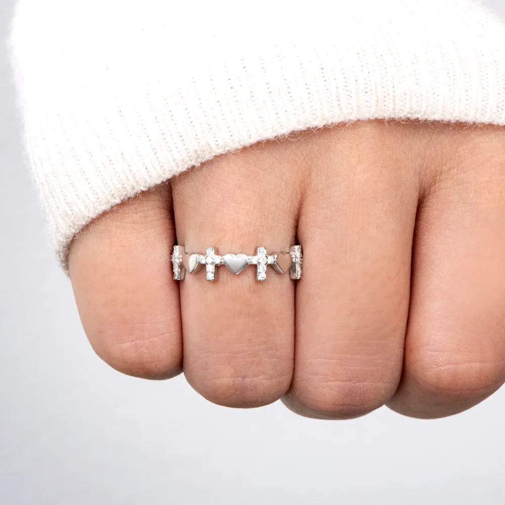 Prayer Ring – Jesus Is the Answer Cross Heart sold by SARAH'S WHISPER product image thumbnail 3