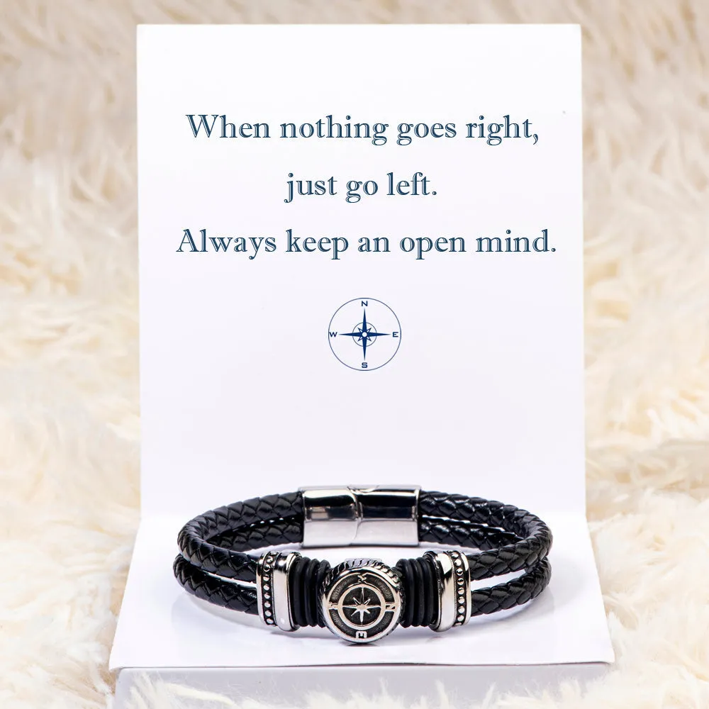 Compass Leather Bracelet - When Nothing Goes Right Go Left sold by SARAH'S WHISPER product image thumbnail 2