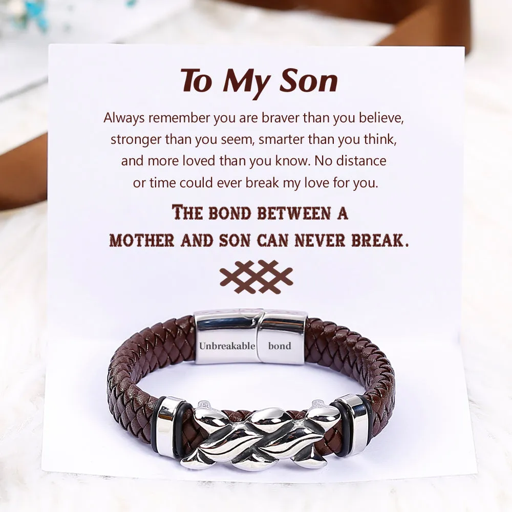 Steel Bracelet for Son - Mother Son Bond Never Break sold by SARAH'S WHISPER product image thumbnail 2