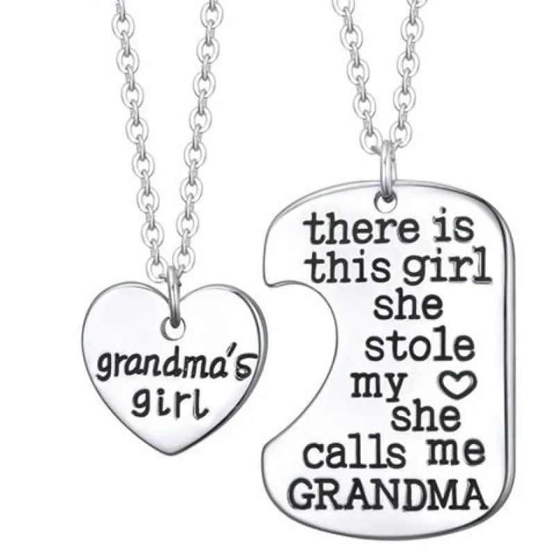 Nana's Girl - Set of 2 Pendant Necklaces - Grandma and Granddaughter Necklace sold by SARAH'S WHISPER