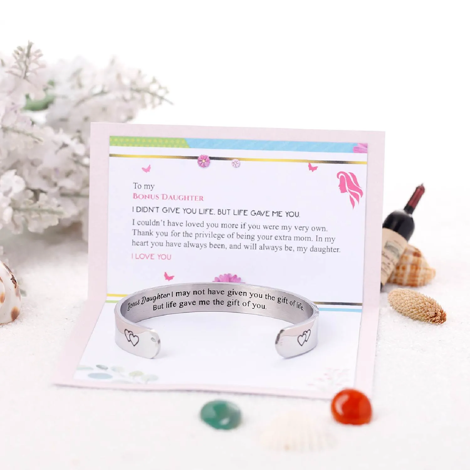To My Bonus Daughter "bonus Daughter, I May Not Have Given You The Gift Of Life. But Life Gave Me The Gift Of You" Bracelet sold by SARAH'S WHISPER product image thumbnail 2
