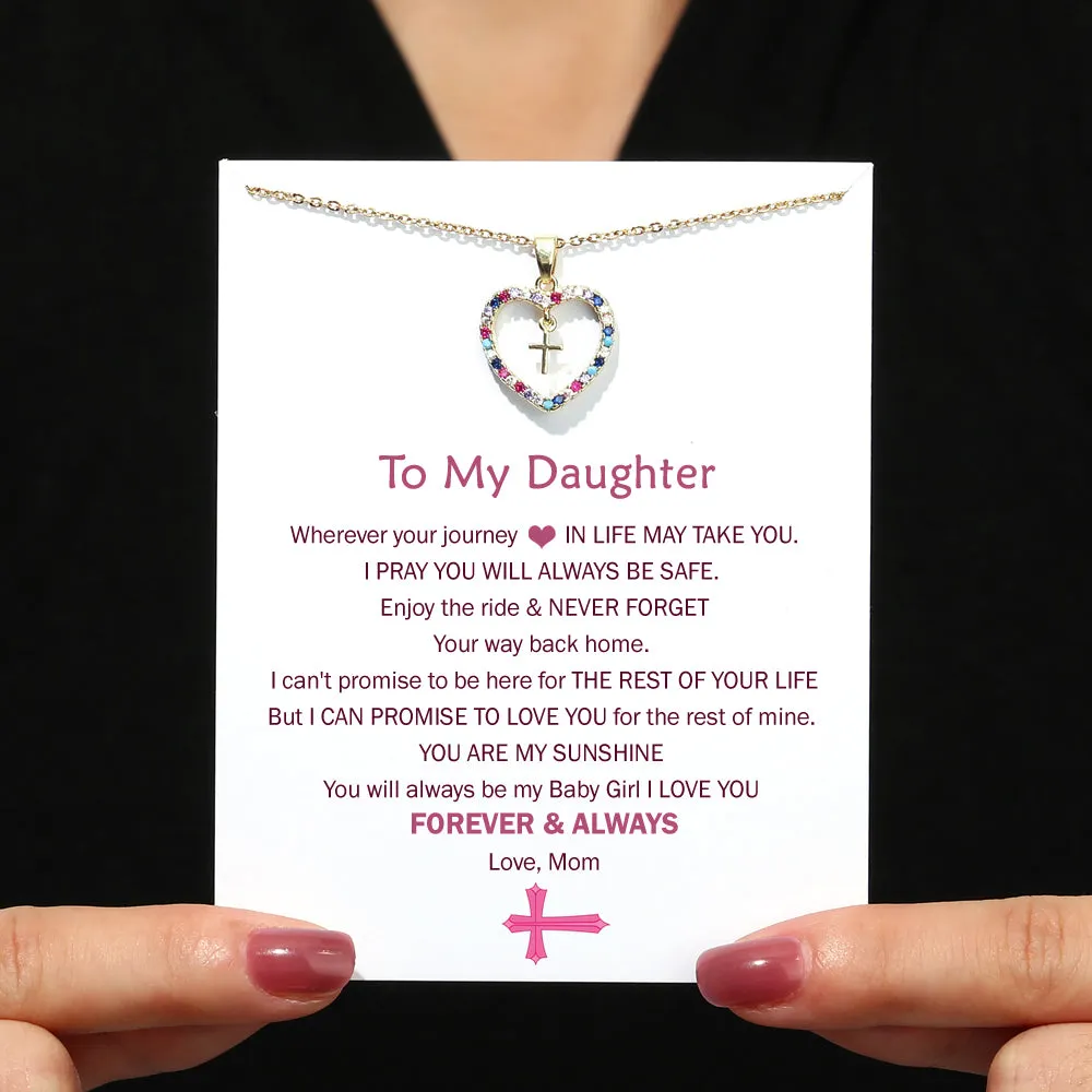 To My Daughter "FOREVER & ALWAYS" Cross Heart Necklace sold by SARAH'S WHISPER product image thumbnail 2