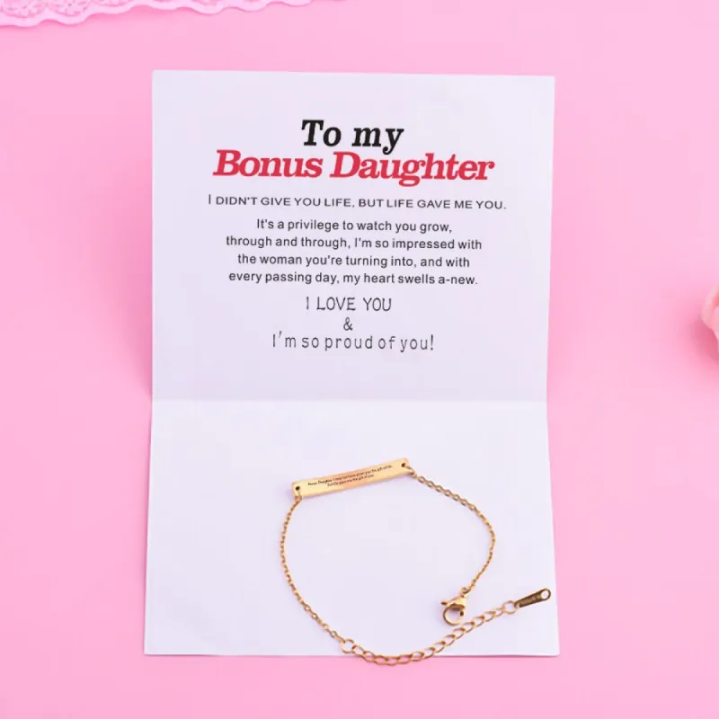 To My Bonus Daughter "Bonus Daughter I may not have given you the gift of life but life gave me the gift of you." Bracelet [💞 Bracelet +💌 Gift Card + 🎁 Gift Box + 💐 Gift Bouquet] sold by SARAH'S WHISPER