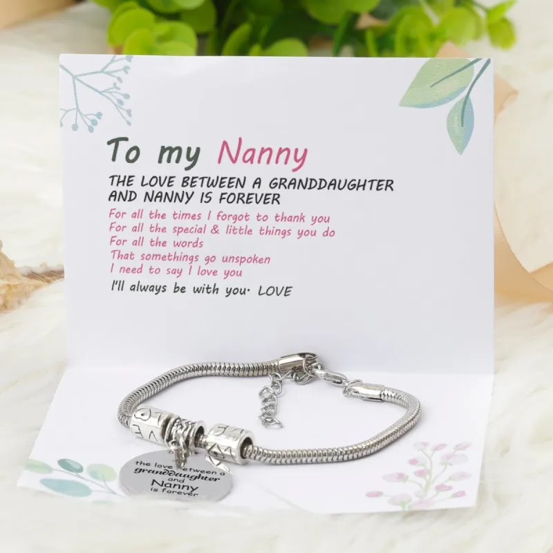 To My Nanny "the love between a granddaughter and Nanny is forever" Bracelet sold by SARAH'S WHISPER