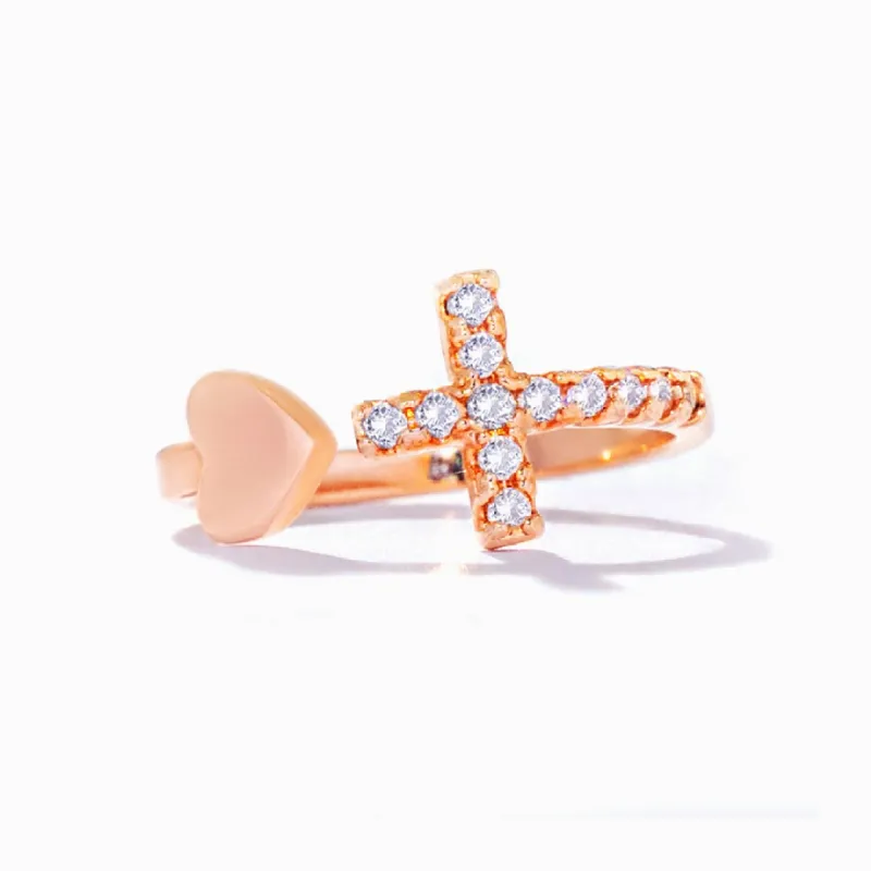 To My Granddaughter "PRAY ON IT PRAY OVER IT & PRAY THROUGH IT" Cross & Heart Ring sold by SARAH'S WHISPER