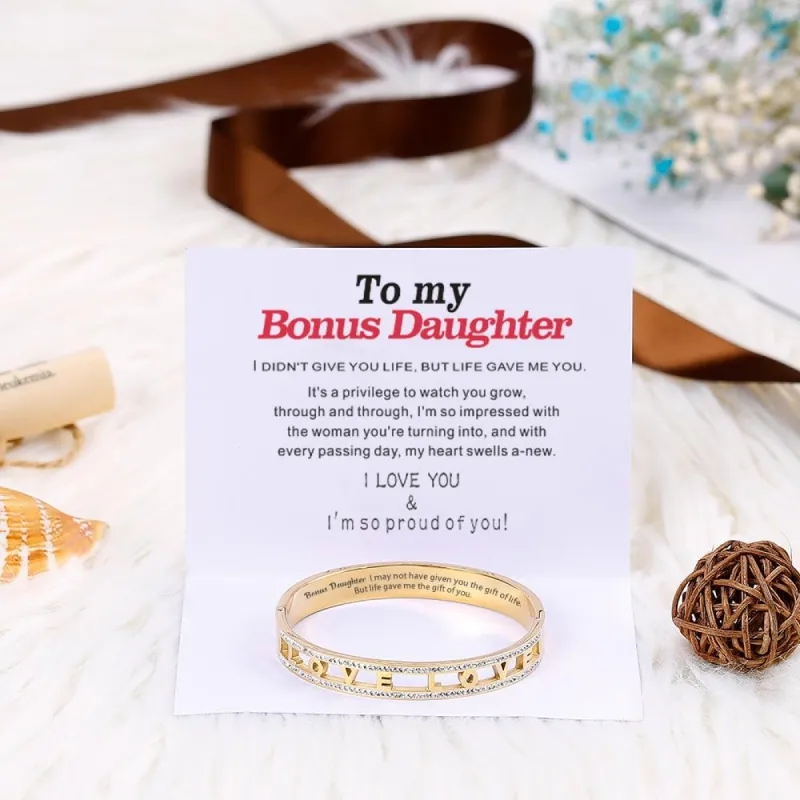 To My Bonus Daughter "Bonus Daughter I may not have given you the gift of life but life gave me the gift of you." Hollow-carved Bracelet [💞 Bracelet +💌 Gift Card + 🎁 Gift Box + 💐 Gift Bouquet] sold by SARAH'S WHISPER