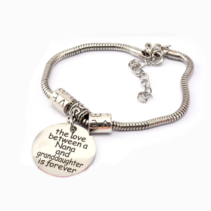 To My GRANDDAUGHTER "The love between a Nana and Granddaughter is forever" Bracelet - From Nana made by SARAH'S WHISPER