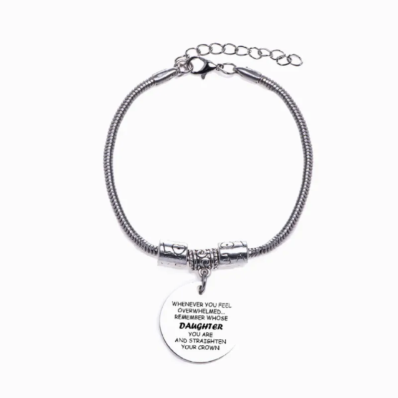 To My Daughter "STRAIGHTEN YOUR CROWN" Charm Bracelet sold by SARAH'S WHISPER