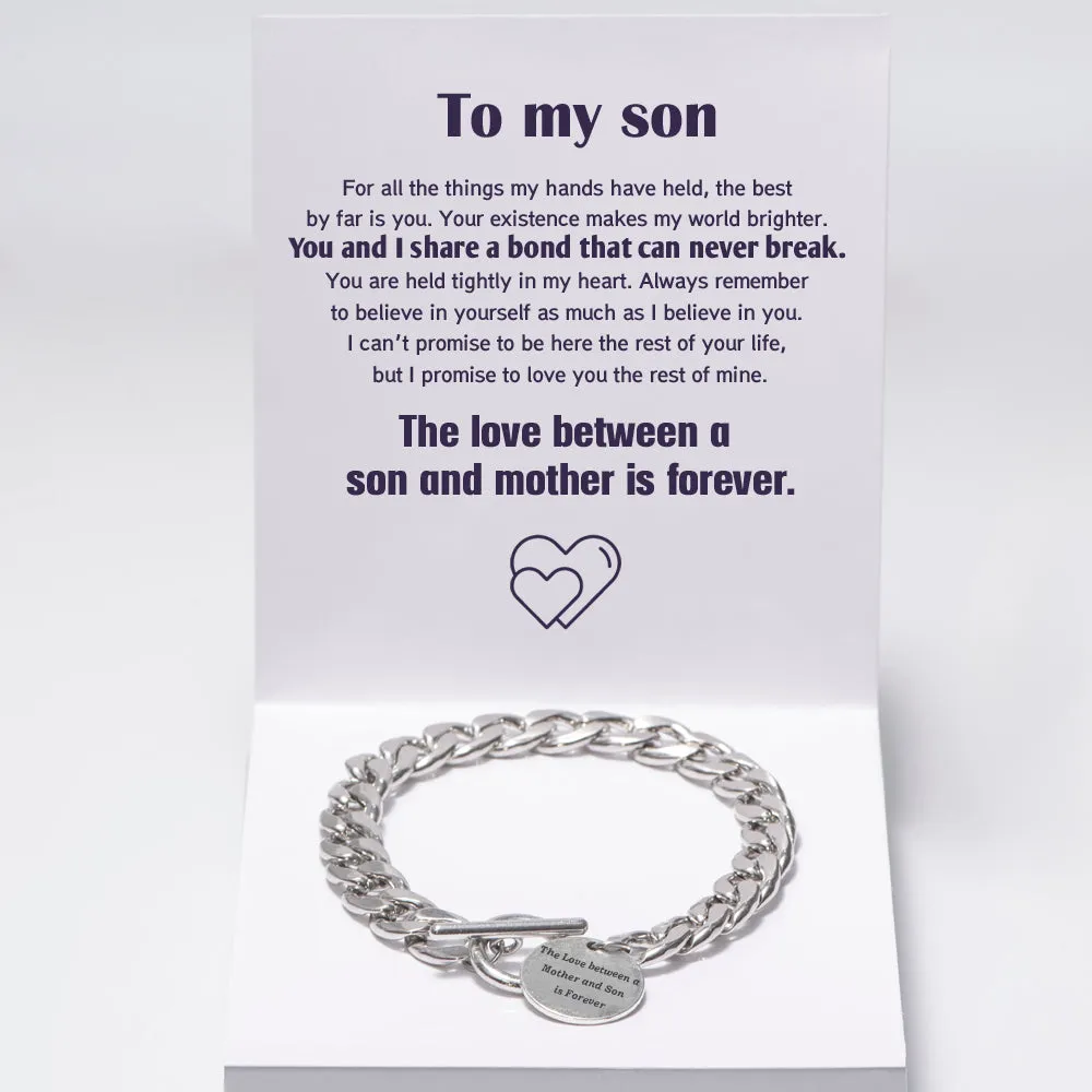 To My Son "The love between a son and mother is forever." Chain Bracelet sold by SARAH'S WHISPER product image thumbnail 2