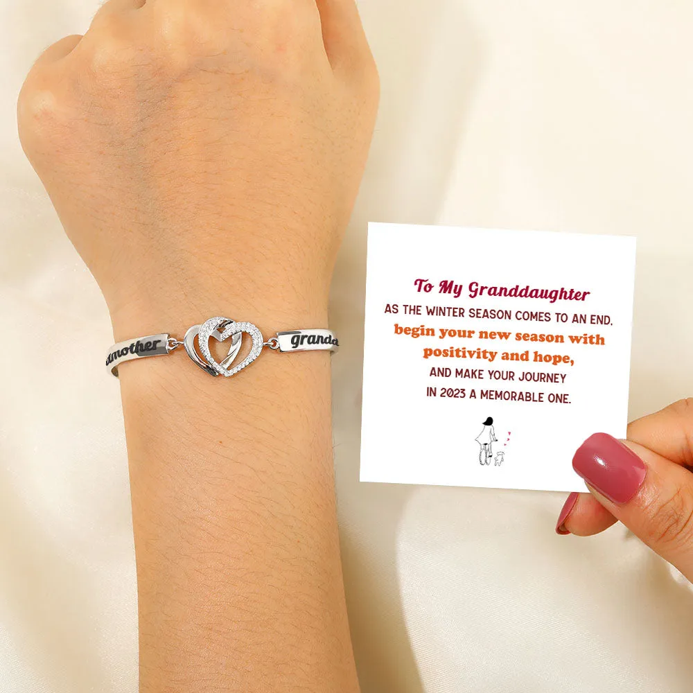 To My Granddaughter "Start the year with full of positivity" Double Heart Bracelet sold by SARAH'S WHISPER product image thumbnail 4