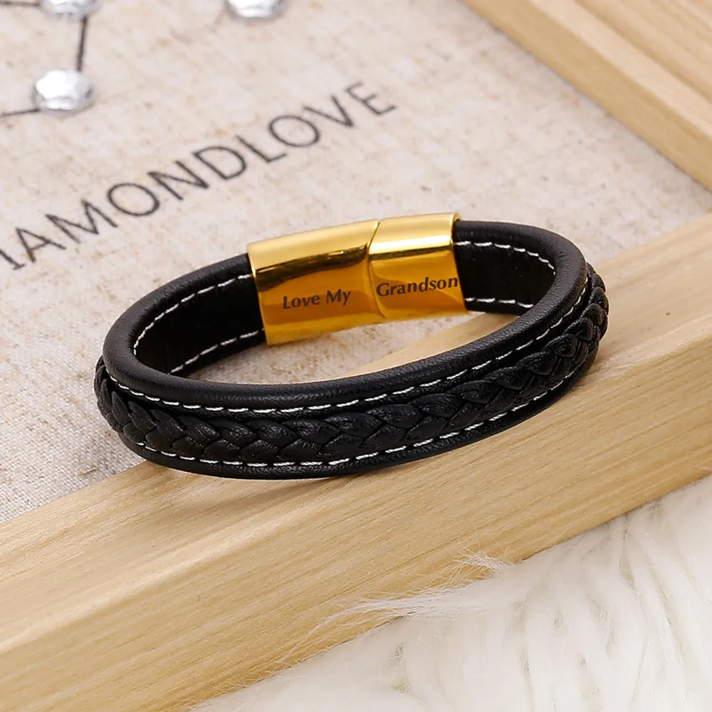 To My Grandson "Forever Love" Leather Braided Bracelet sold by SARAH'S WHISPER product image thumbnail 4