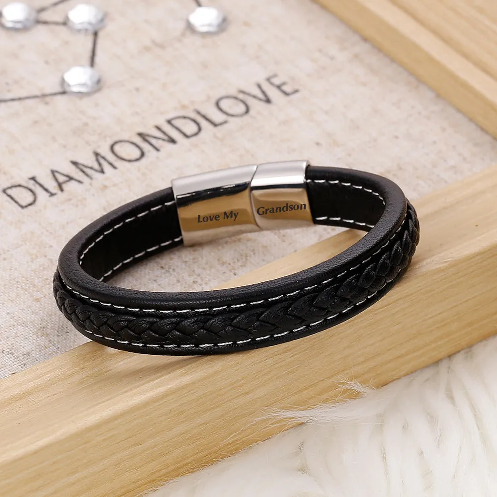 To My Grandson "Forever Love" Leather Braided Bracelet sold by SARAH'S WHISPER product image thumbnail 5