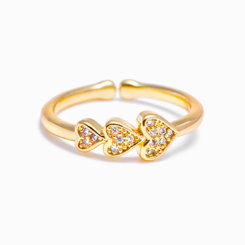 To Our Granddaughter "You will never outgrow our hearts" Three-Heart Ring sold by SARAH'S WHISPER