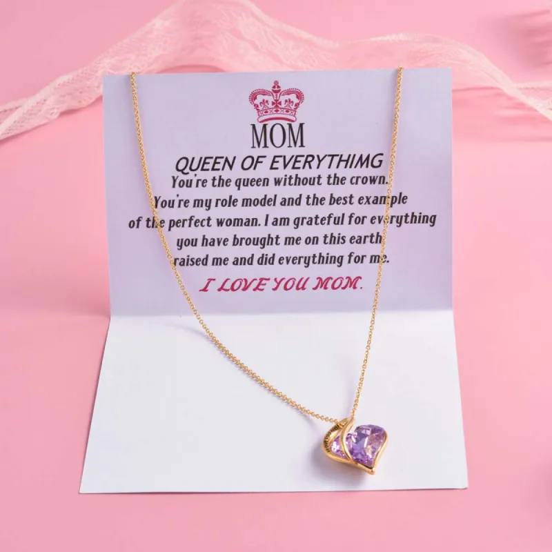 To My Mom " I Love You Mom" Purple Heart Necklace sold by SARAH'S WHISPER