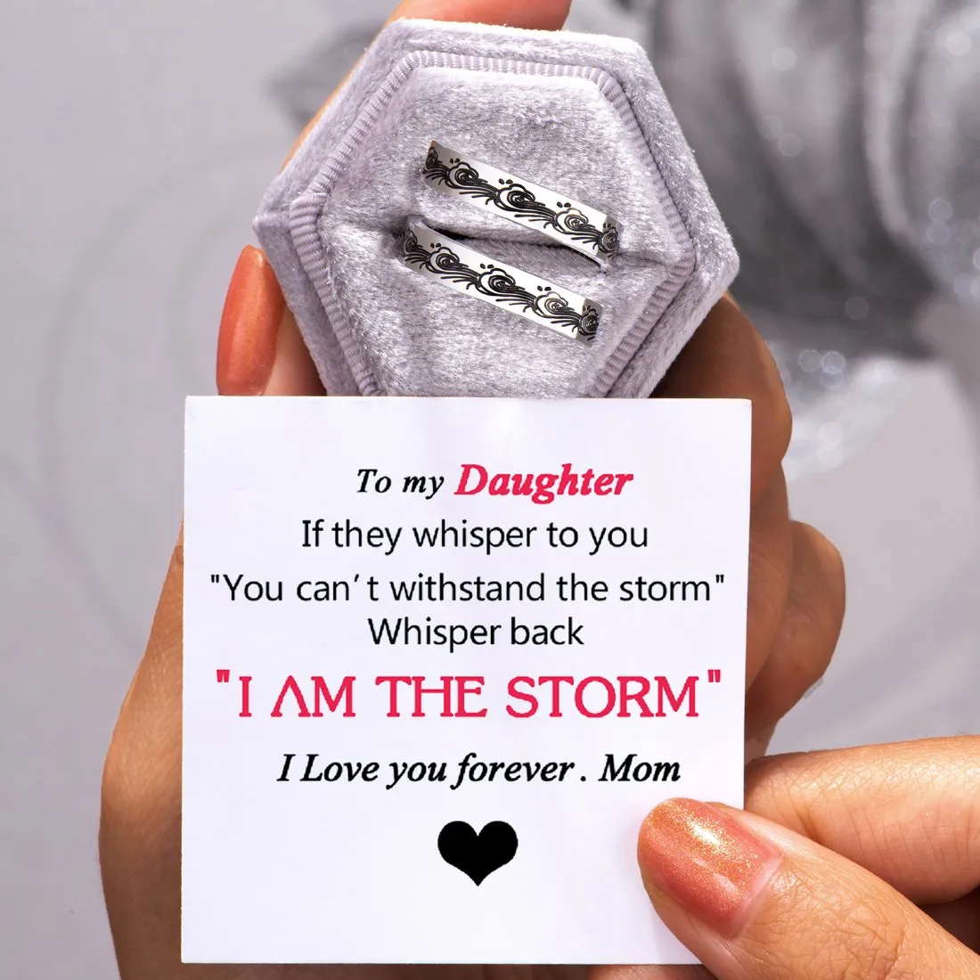 "To my Daughter "I Am The Storm" Adjustable Ring sold by SARAH'S WHISPER product image thumbnail 2