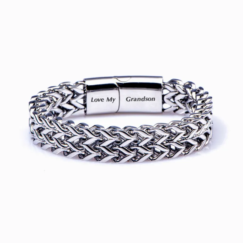 To My Grandson "Strong as steel" Men's Bracelet sold by SARAH'S WHISPER