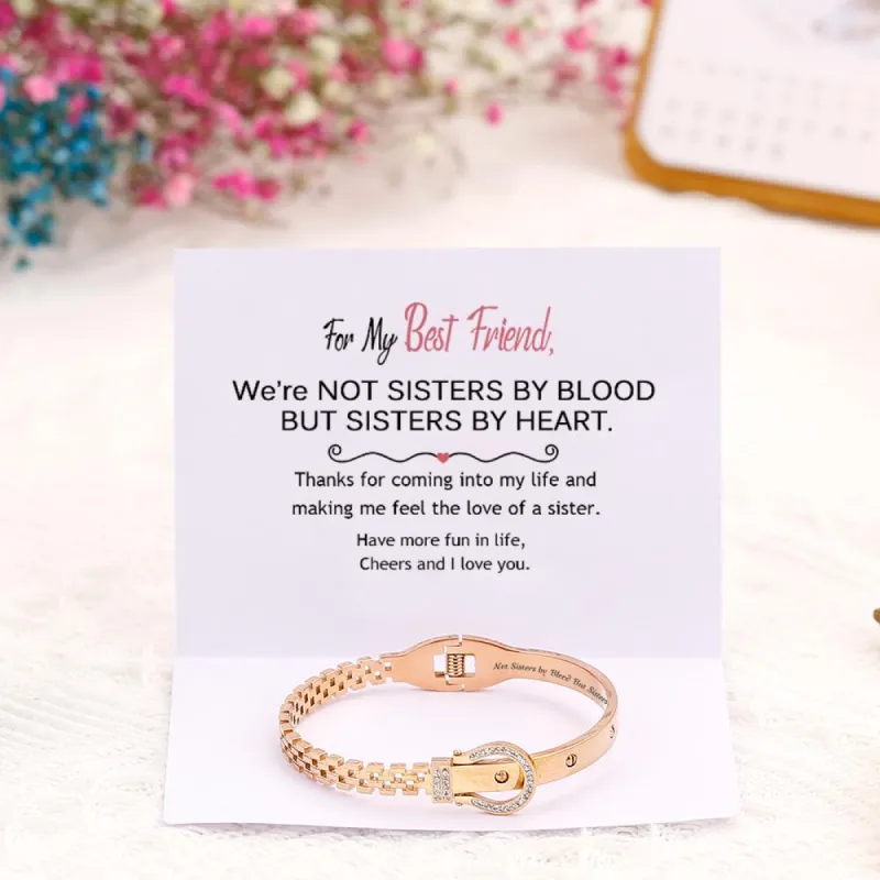 For My Best Friend "Not Sisters by Blood But Sisters by Heart" Belt Bracelet [💞 Bracelet +💌 Gift Card + 🎁 Gift Bag + 💐 Gift Bouquet] sold by SARAH'S WHISPER