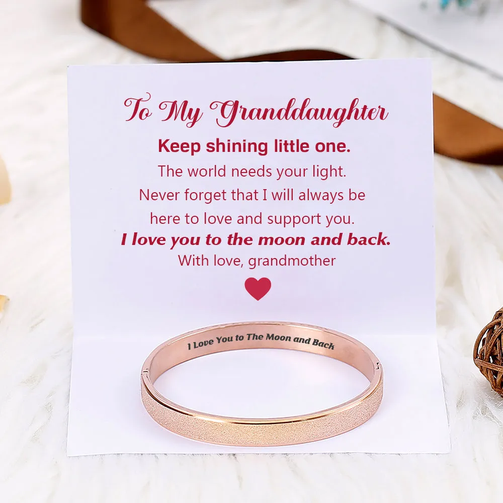 To My Granddaughter "I love you to the moon and back." Love Bracelet sold by SARAH'S WHISPER product image thumbnail 2