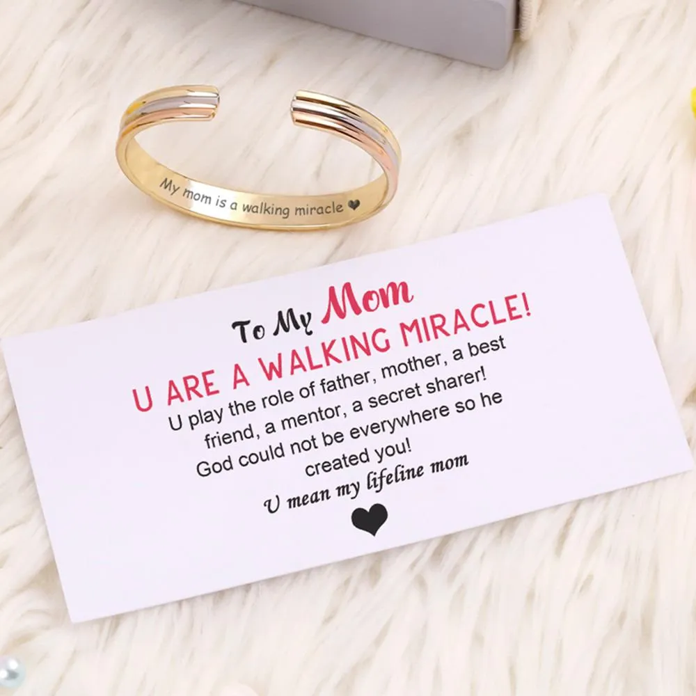 To My Mom "My mom is a walking miracle" Bracelet sold by SARAH'S WHISPER product image thumbnail 4