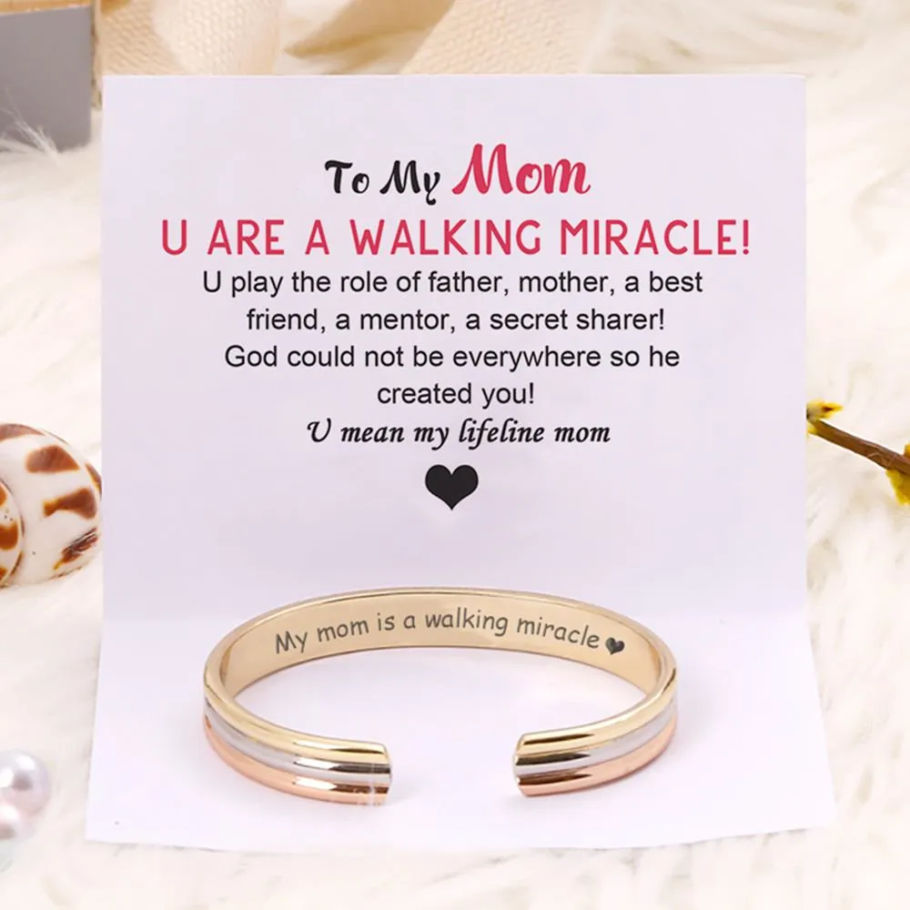 To My Mom "My mom is a walking miracle" Bracelet sold by SARAH'S WHISPER product image thumbnail 2
