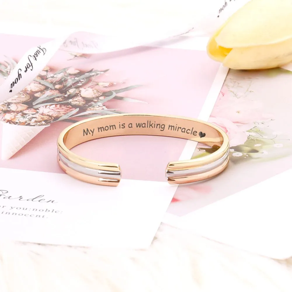 To My Mom "My mom is a walking miracle" Bracelet sold by SARAH'S WHISPER product image thumbnail 5