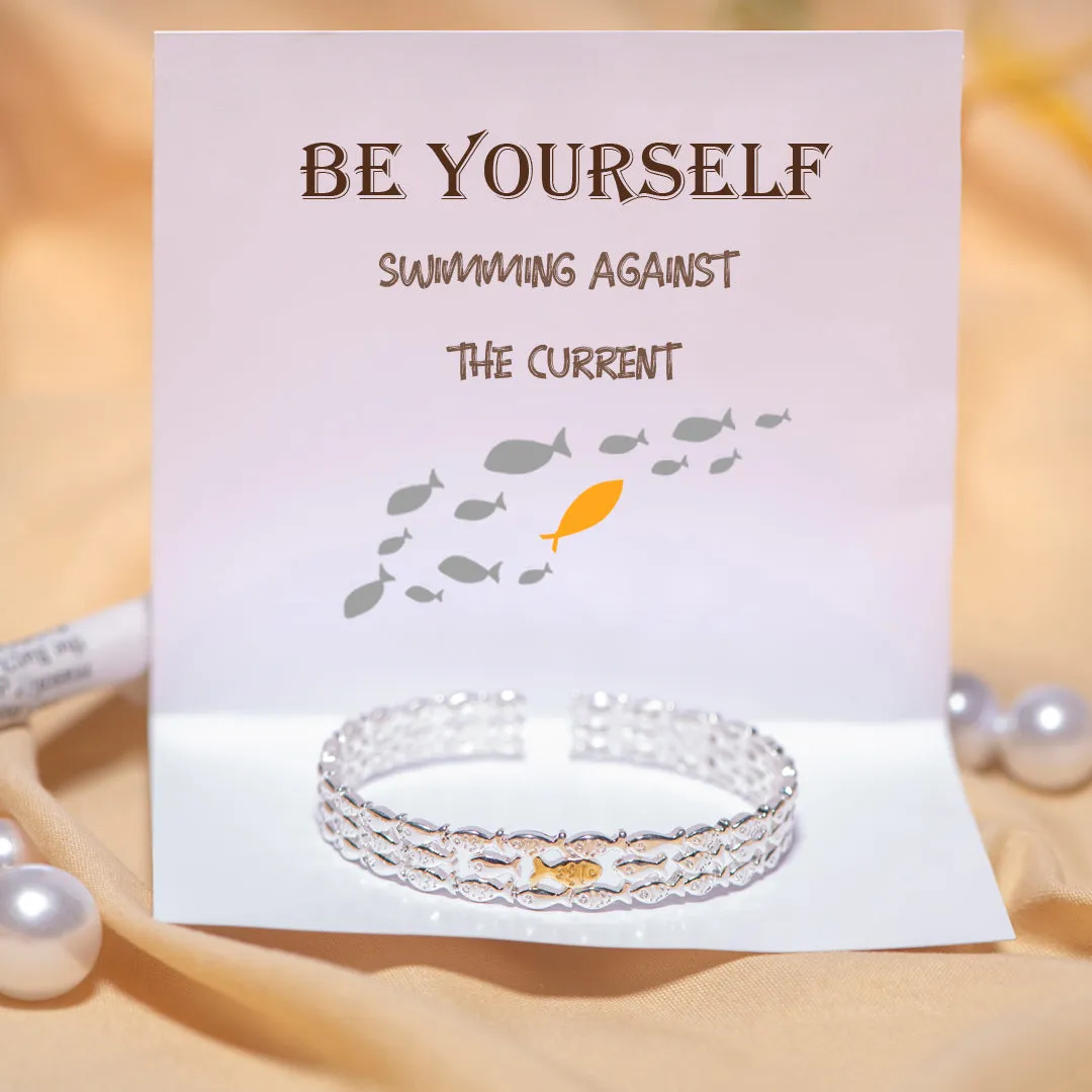 "Swimming against the current" Gold Fish Bracelet sold by SARAH'S WHISPER product image thumbnail 2