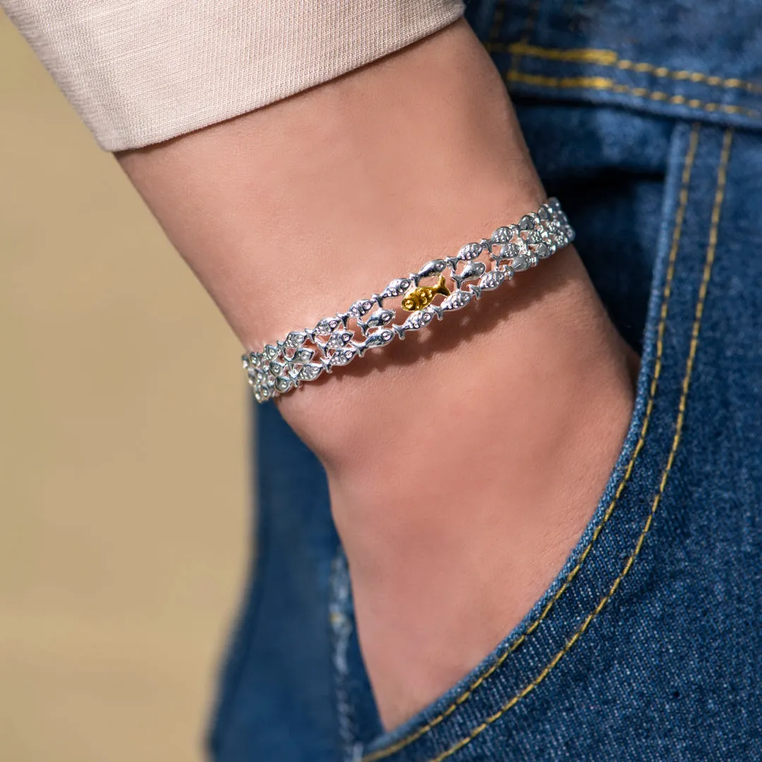 "Swimming against the current" Gold Fish Bracelet sold by SARAH'S WHISPER product image thumbnail 3