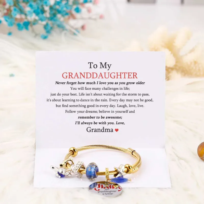 [Custom Name And Optional Address] To My GRANDDAUGHTER "The love between a [grandma] and granddaughter is forever" Lucky Fox Bracelet [💞 Bracelet +💌 Gift Card + 🎁 Gift Box + 💐 Gift Bouquet] sold by SARAH'S WHISPER