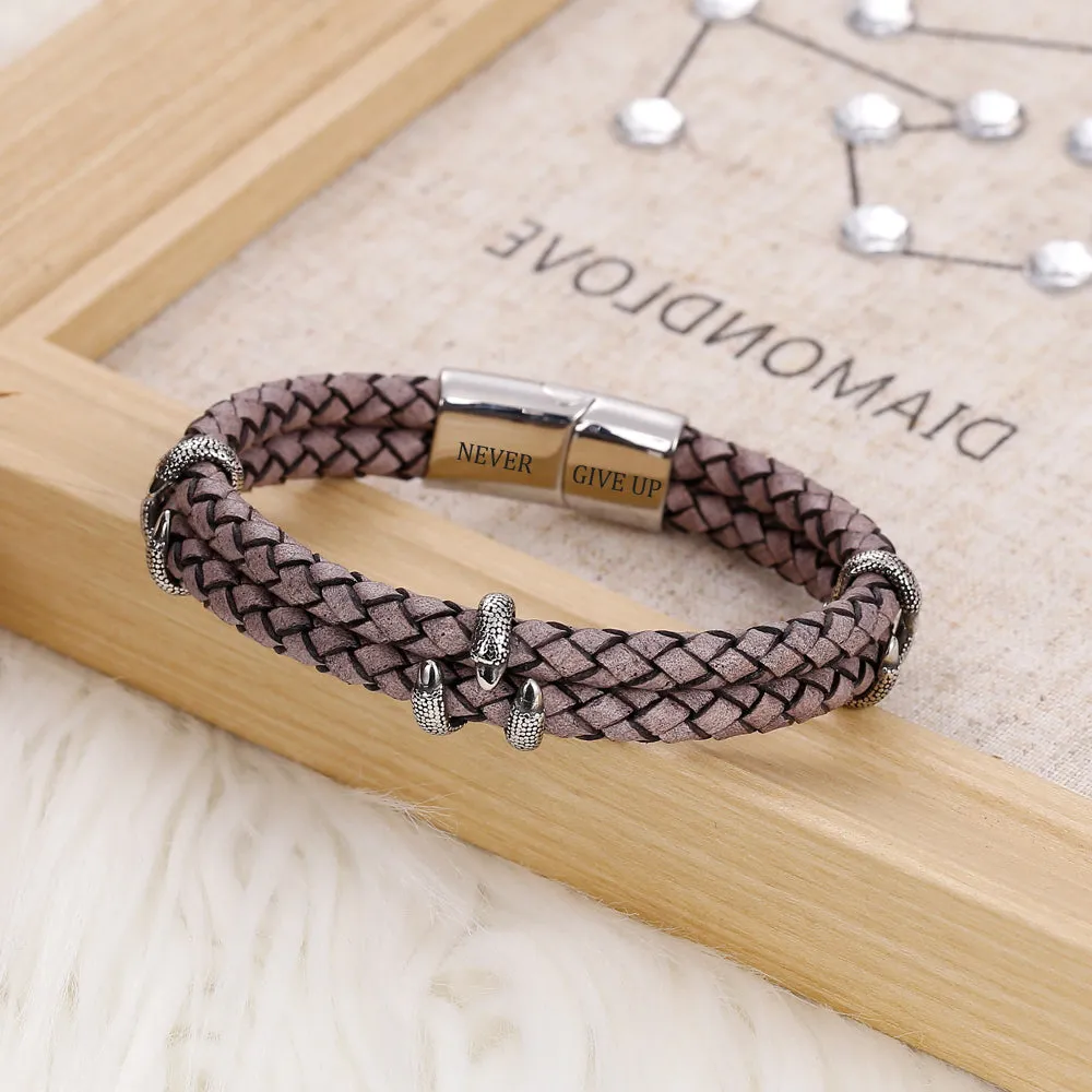 "Never give up." Rope Bracelet sold by SARAH'S WHISPER