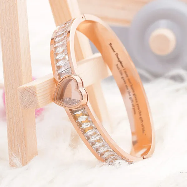 TO MY BOUNS DAUGHTER " I MAY NOT HAVE GIVEN YOU THE GIFT OF LIFE. BUT LIFE GAVE ME THE GIFT OF YOU" Heart-shaped Zircon Bracelet sold by SARAH'S WHISPER product image thumbnail 5