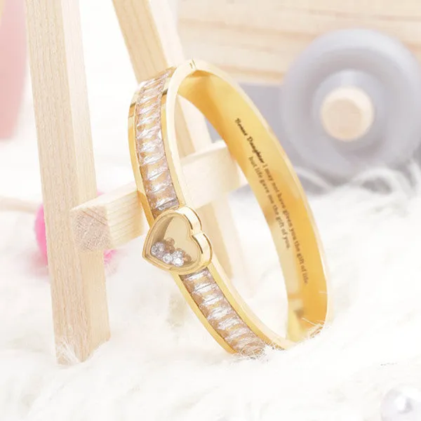 TO MY BOUNS DAUGHTER " I MAY NOT HAVE GIVEN YOU THE GIFT OF LIFE. BUT LIFE GAVE ME THE GIFT OF YOU" Heart-shaped Zircon Bracelet sold by SARAH'S WHISPER product image thumbnail 4