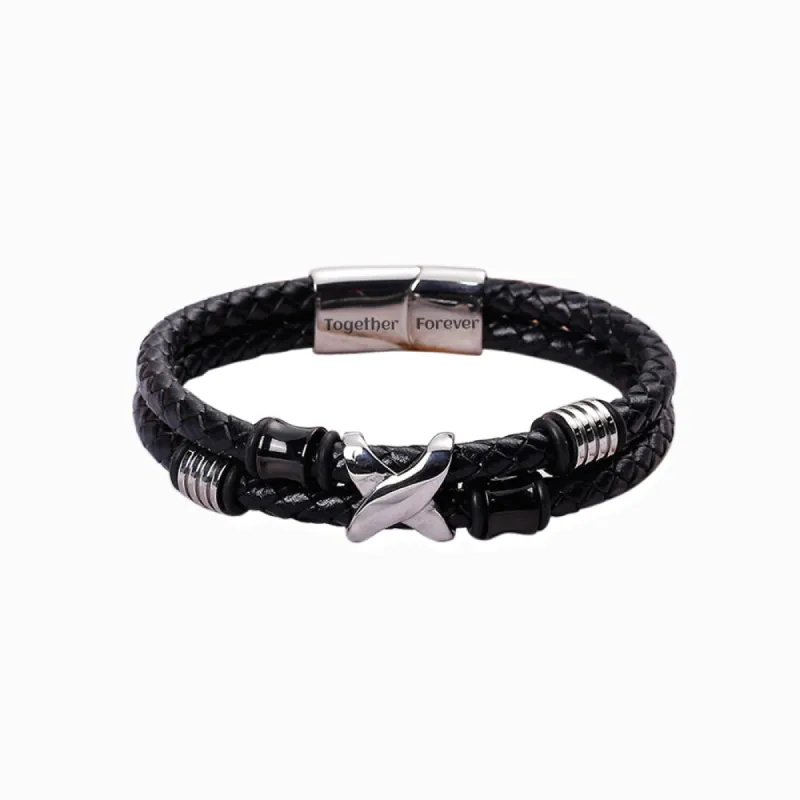 To My Grandson "A BOND THAT CAN'T BE BROKEN" Leather Braided Bracelet sold by SARAH'S WHISPER