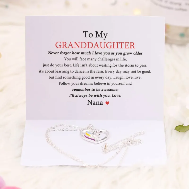 [CUSTOM NAME] To My GRANDDAUGHTER "Never forget how much I love you as you grow older" Unicorn Necklace sold by SARAH'S WHISPER