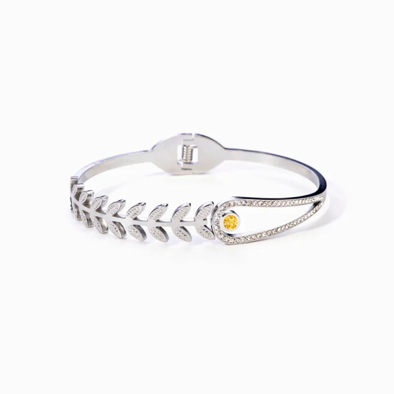 [Custom Birthstone] "GROW THROUGH WHAT YOU GO THROUGH" Leaf Bracelet made by SARAH'S WHISPER