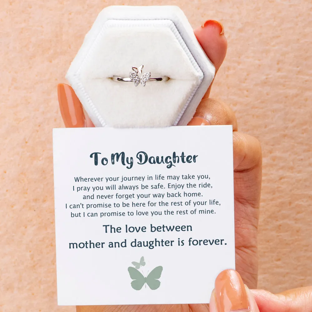 To My Daughter "The love between mother and daughter is forever. " Butterfly Ring sold by SARAH'S WHISPER product image thumbnail 2