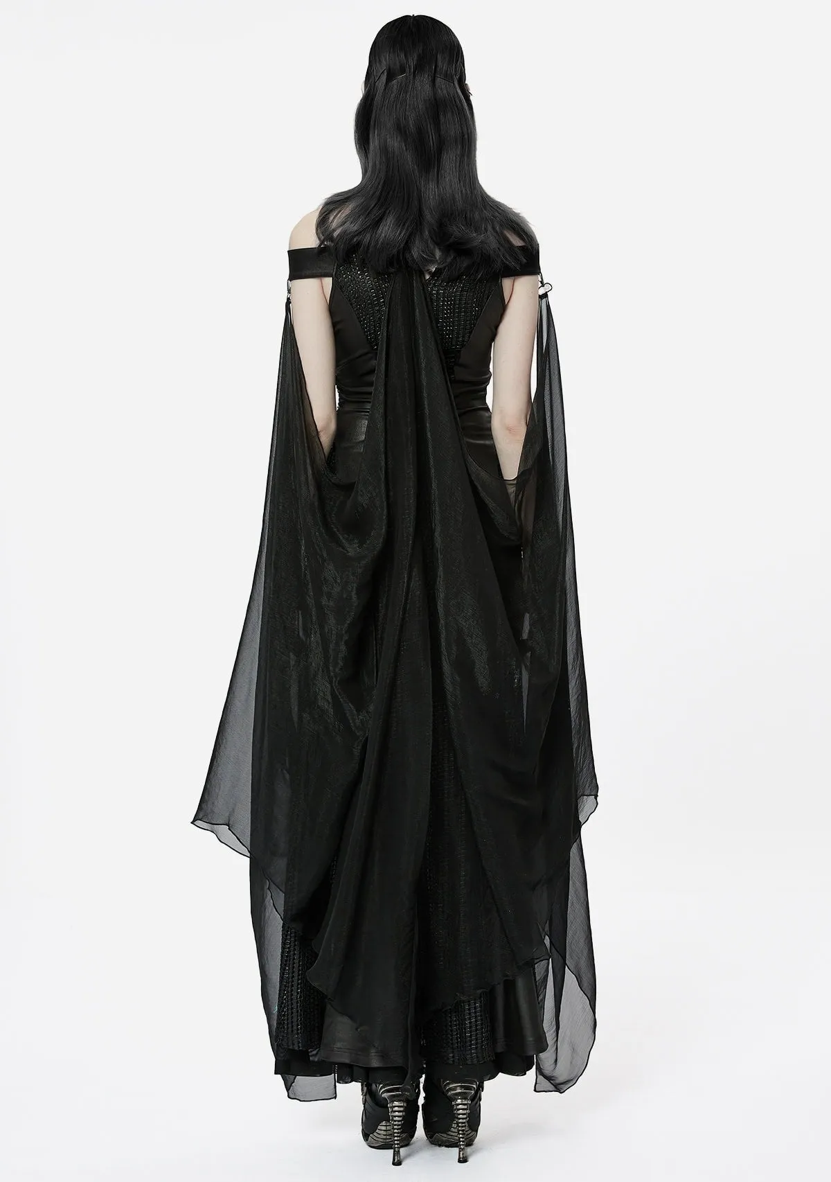 Goth Chiffon Cloak Gown sold by Shasilo Goth product image thumbnail 4